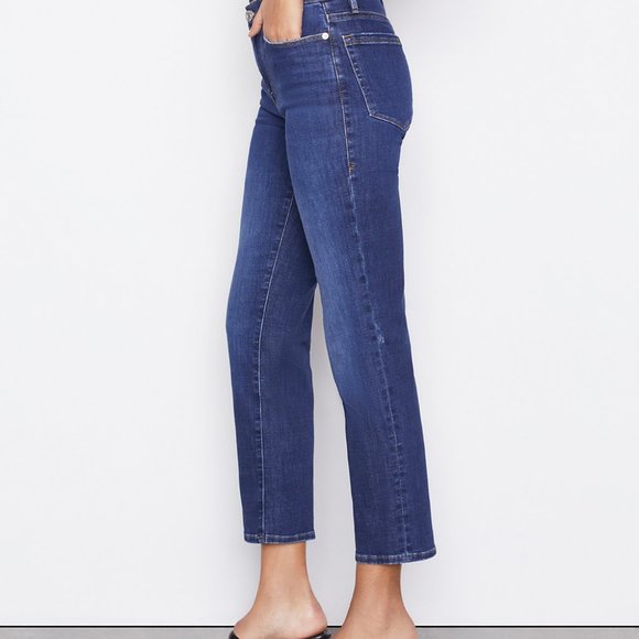 FRAME Denim - Le Nouveau Straight Cropped Jeans - Size 26 in Dawson (Dark Wash) - Picture 3 of 12